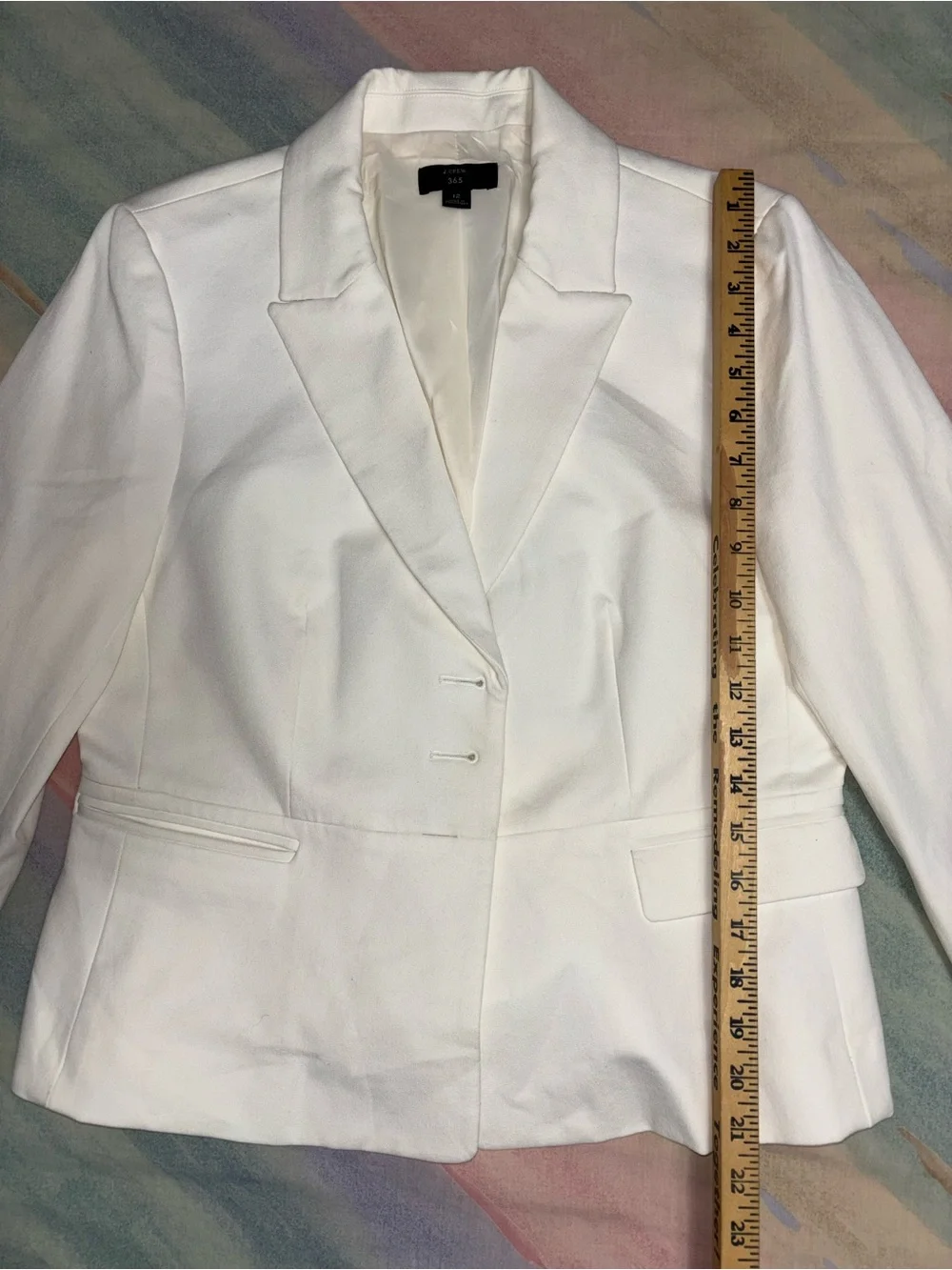 J. CREW 365 Ivory White Peplum Blazer Jacket 12 Classic Lined Work Career Event